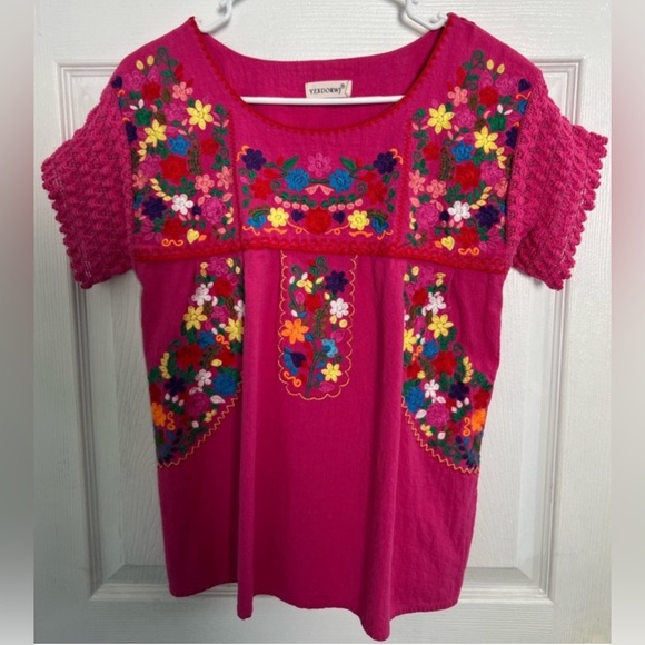 Mexican Embroidered Pink Top - Picture 2 of 8